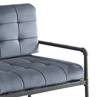 Loveseat with Tufted Velvet Seat and Metal Frame, Gray - BM268982