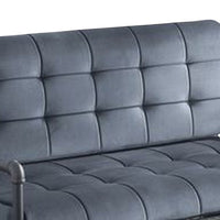 Loveseat with Tufted Velvet Seat and Metal Frame, Gray - BM268982