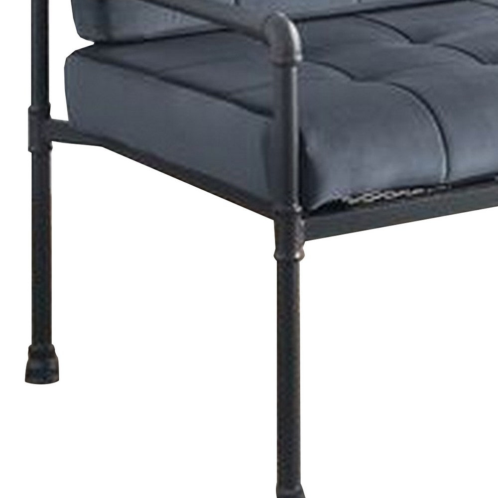 Loveseat with Tufted Velvet Seat and Metal Frame, Gray - BM268982