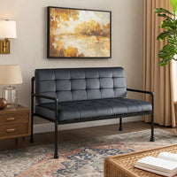 Loveseat with Tufted Velvet Seat and Metal Frame, Gray - BM268982