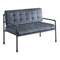 Loveseat with Tufted Velvet Seat and Metal Frame, Gray - BM268982