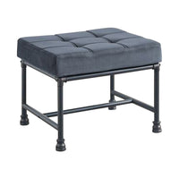 Ottoman with Tufted Velvet Seat and Metal Frame, Gray - BM268983