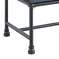 Ottoman with Tufted Velvet Seat and Metal Frame, Gray - BM268983