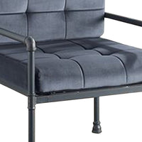 Accent Chair with Tufted Velvet Seat and Metal Frame, Gray - BM268984