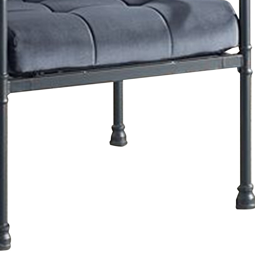 Accent Chair with Tufted Velvet Seat and Metal Frame, Gray - BM268984