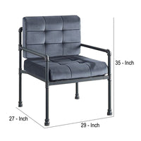 Accent Chair with Tufted Velvet Seat and Metal Frame, Gray - BM268984