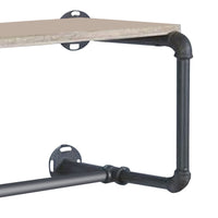 Wooden Wall Rack with Tubular Metal Frame, Brown and Black - BM268986