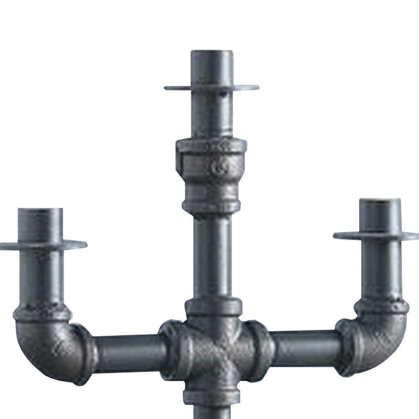 Candleholder with Metal Water Pipe Body, Black - BM268987