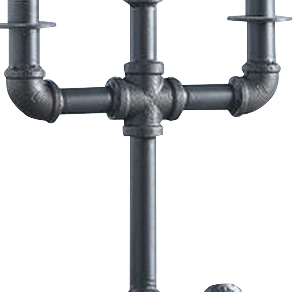 Candleholder with Metal Water Pipe Body, Black - BM268987