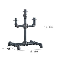 Candleholder with Metal Water Pipe Body, Black - BM268987