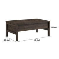 Coffee Table with Lift Top Storage and Cross Side Panel, Brown - BM268995