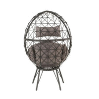 Patio Lounge Chair with Wicker Geometric Pattern, Black - BM269037