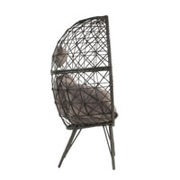 Patio Lounge Chair with Wicker Geometric Pattern, Black - BM269037