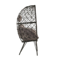 Patio Lounge Chair with Wicker Geometric Pattern, Black - BM269037