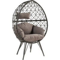 Patio Lounge Chair with Wicker Geometric Pattern, Black - BM269037