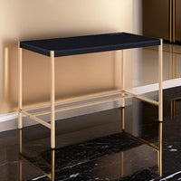 Writing Desk with USB Dock and Metal Legs, Black and Rose Gold - BM269051