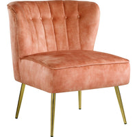 Accent Chair with Curved Tufted Back, Orange and Gold - BM269067