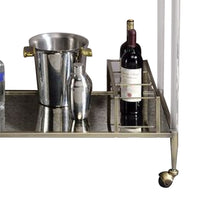 2 Tier Serving Cart with Acrylic and Metal Frame, Brass - BM269070