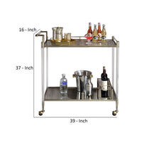 2 Tier Serving Cart with Acrylic and Metal Frame, Brass - BM269070