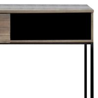 Writing Desk with 1 Open Compartment and Tubular Frame, Oak Brown - BM269082