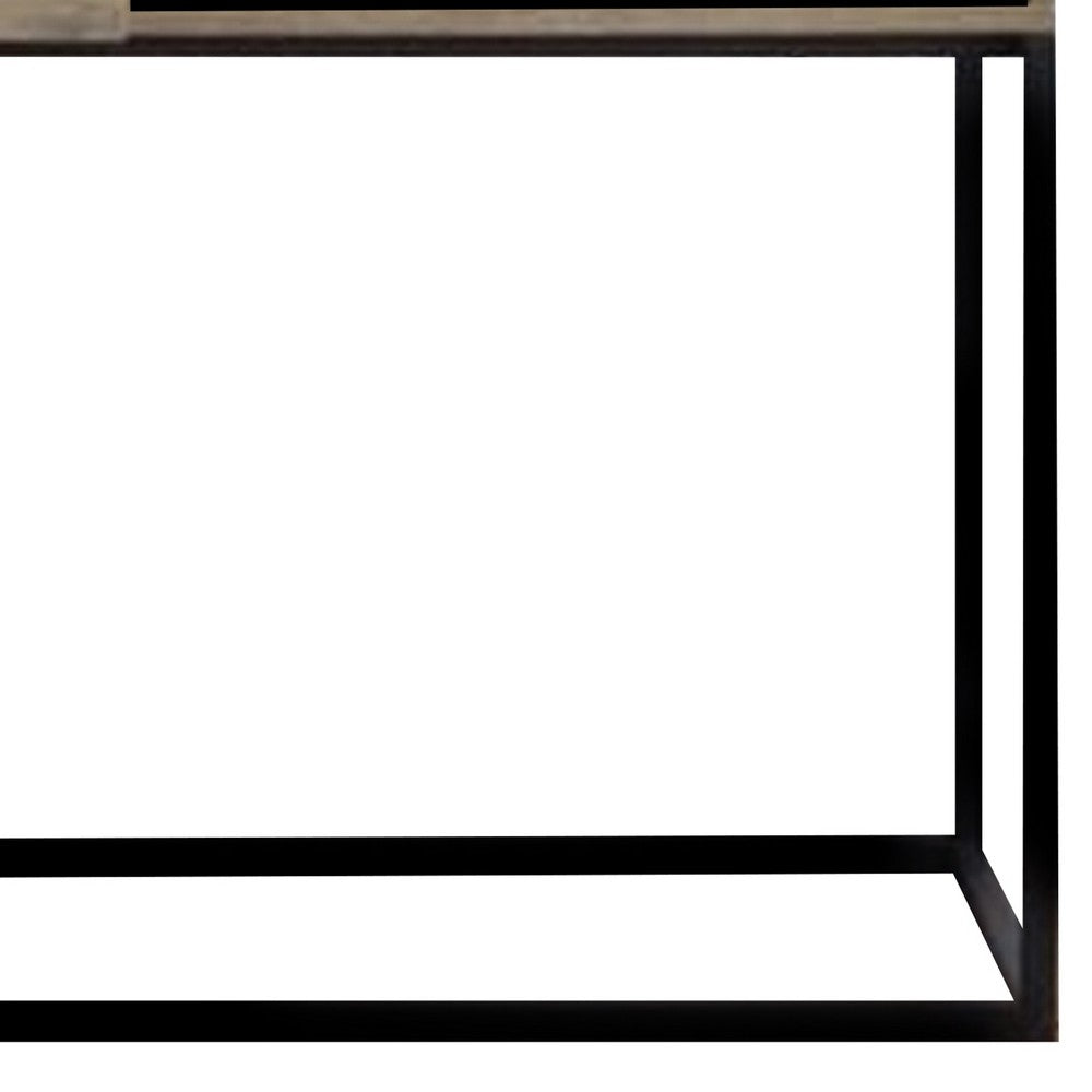 Writing Desk with 1 Open Compartment and Tubular Frame, Oak Brown - BM269082