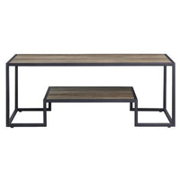 Coffee Table with 1 Open Shelf and Tubular Frame, Oak Brown - BM269085