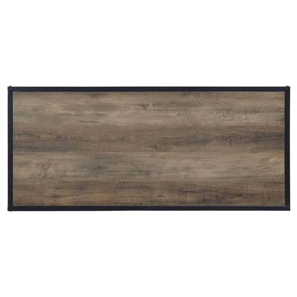 Coffee Table with 1 Open Shelf and Tubular Frame, Oak Brown - BM269085