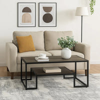 Coffee Table with 1 Open Shelf and Tubular Frame, Oak Brown - BM269085