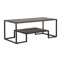 Coffee Table with 1 Open Shelf and Tubular Frame, Oak Brown - BM269085