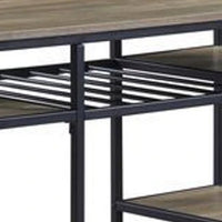 Kitchen Island with Slatted and Bottom Shelves, Oak Brown - BM269086