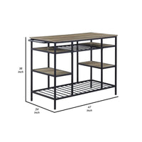 Kitchen Island with Slatted and Bottom Shelves, Oak Brown - BM269086