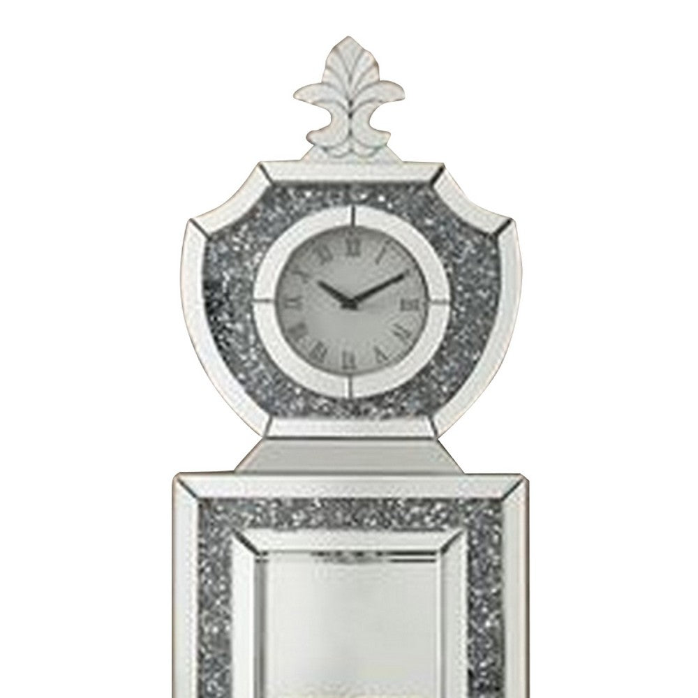Grandfather Clock with 4 Compartments and Mirror Frame, Silver - BM269092