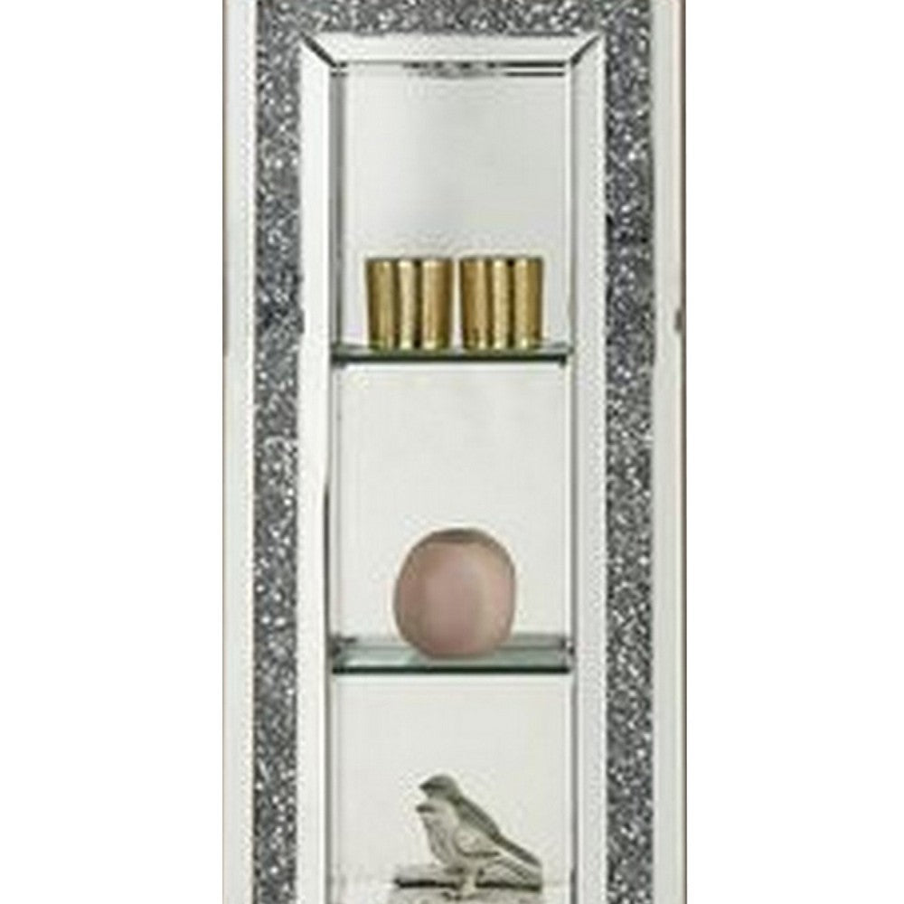 Grandfather Clock with 4 Compartments and Mirror Frame, Silver - BM269092
