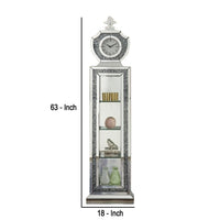 Grandfather Clock with 4 Compartments and Mirror Frame, Silver - BM269092
