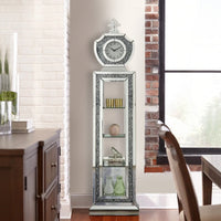 Grandfather Clock with 4 Compartments and Mirror Frame, Silver - BM269092