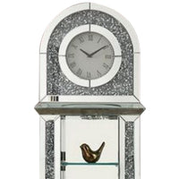 Grandfather Clock with 1 Drawer and Mirror Frame, Silver - BM269094