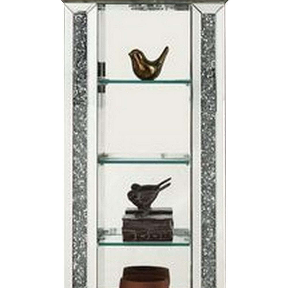 Grandfather Clock with 1 Drawer and Mirror Frame, Silver - BM269094