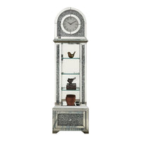 Grandfather Clock with 1 Drawer and Mirror Frame, Silver - BM269094