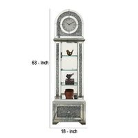 Grandfather Clock with 1 Drawer and Mirror Frame, Silver - BM269094