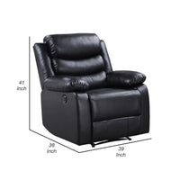 Power Recliner with Pocket Coil Seating and Pillow Top Arms, Black - BM269194