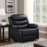 Power Recliner with Pocket Coil Seating and Pillow Top Arms, Black - BM269194