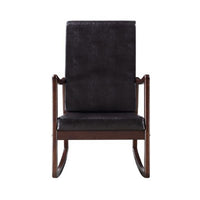 Rocking Chair with Leatherette Seating and Wooden Frame, Black - BM269201