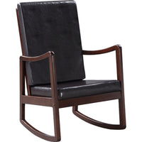 Rocking Chair with Leatherette Seating and Wooden Frame, Black - BM269201