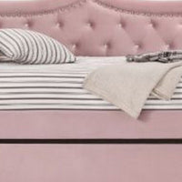 Daybed with Button Tufted Back and Rolled Arms, Pink - BM269215