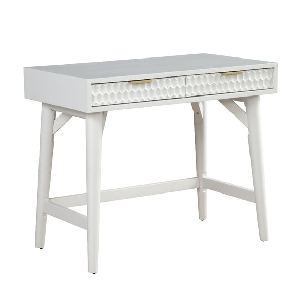 Writing Desk with 2 Drawers and Wooden Frame, White - BM269317