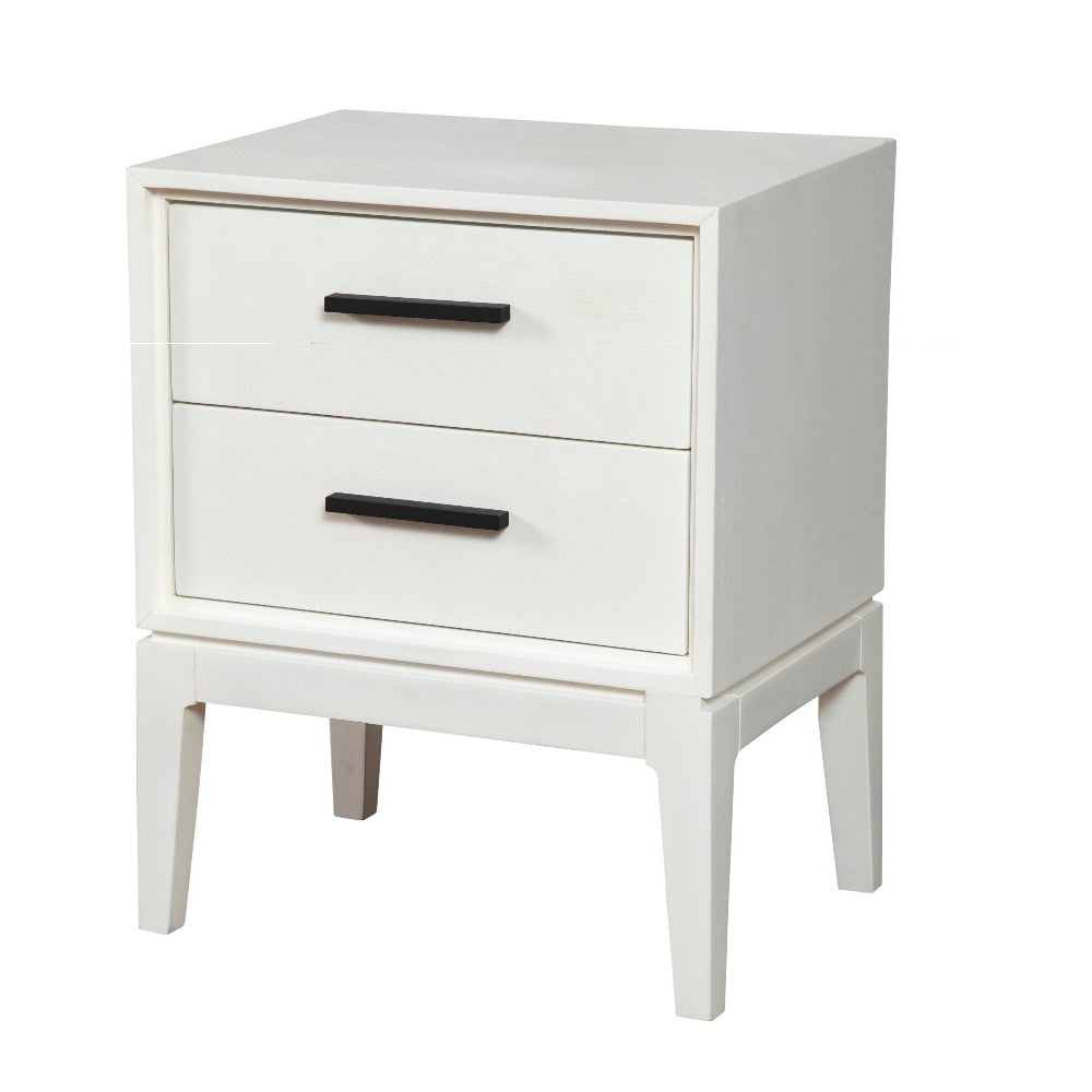 Nightstand with 2 Drawers and Wooden Frame, Off White - BM269329