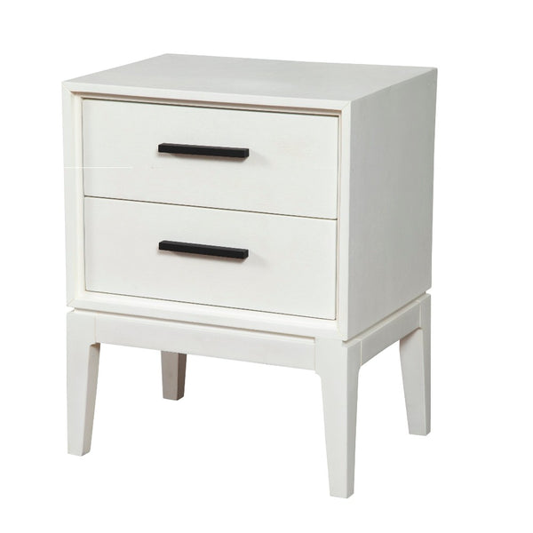 Nightstand with 2 Drawers and Wooden Frame, Off White - BM269329