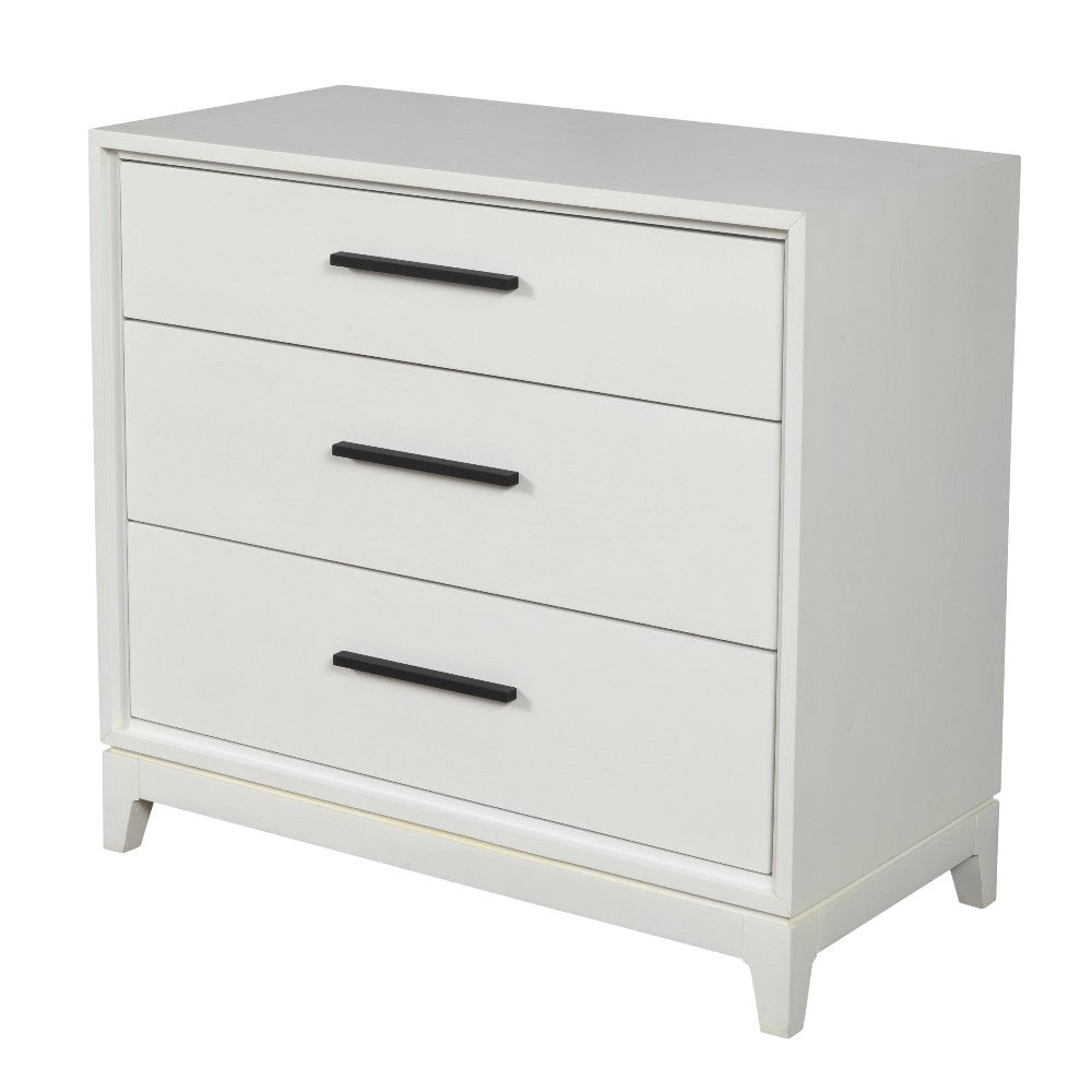 Chest with 3 Drawers and Wooden Frame, Off White - BM269331