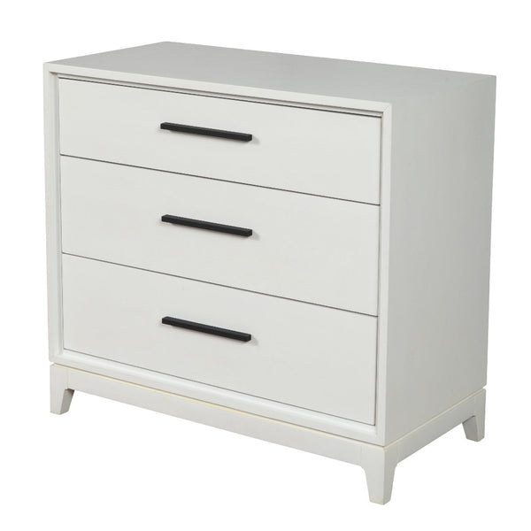 Chest with 3 Drawers and Wooden Frame, Off White - BM269331