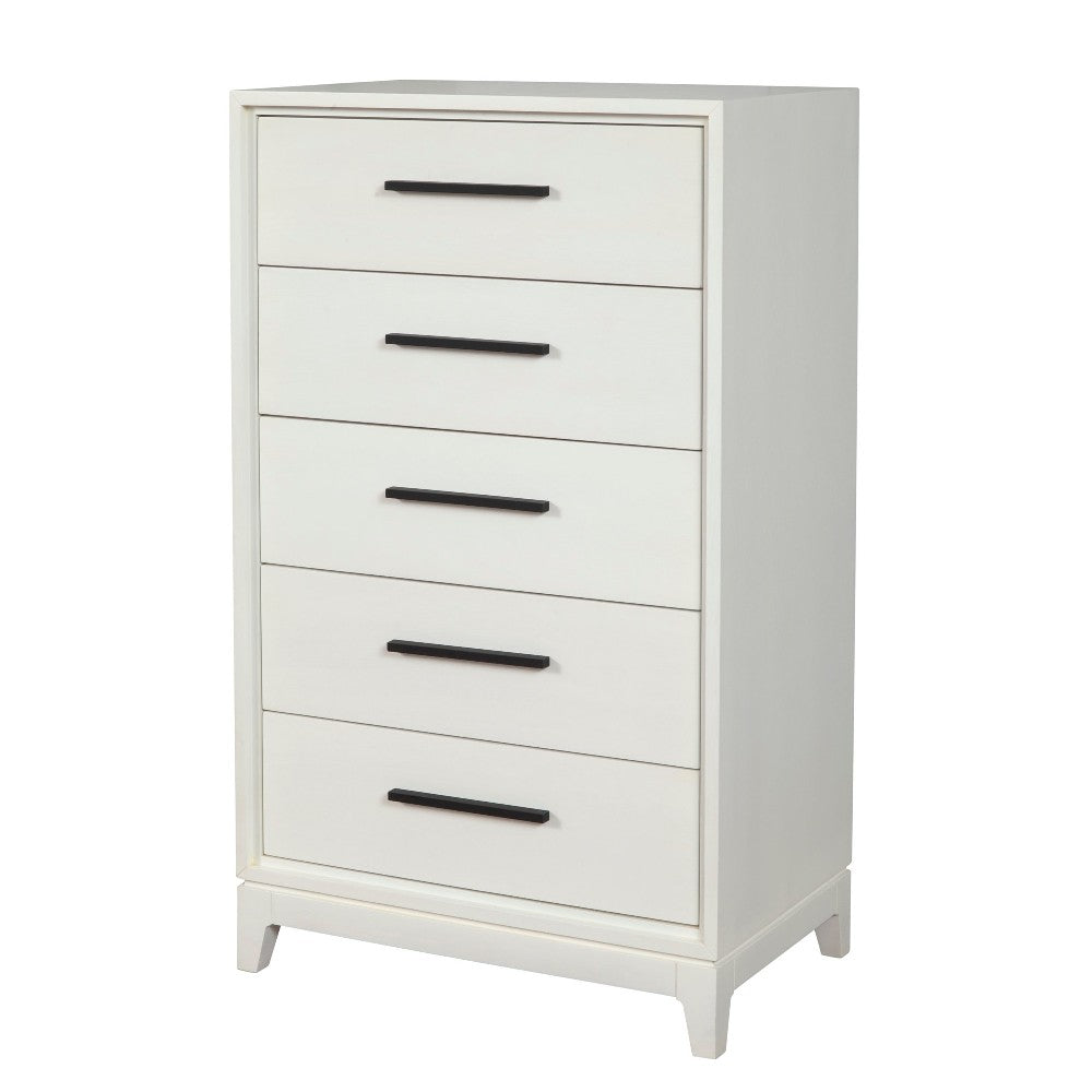 Chest with 5 Drawers and Wooden Frame, Off White - BM269332